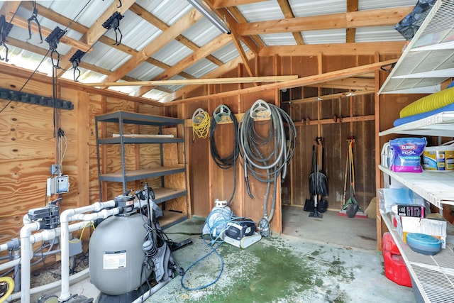 storage room with a garage