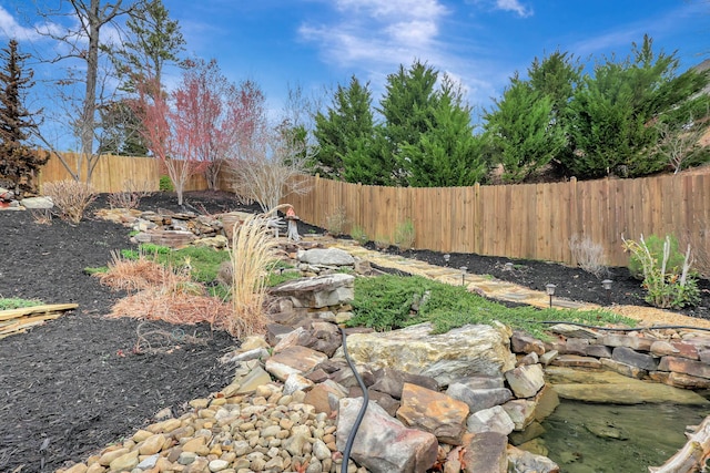 view of yard featuring a fenced backyard