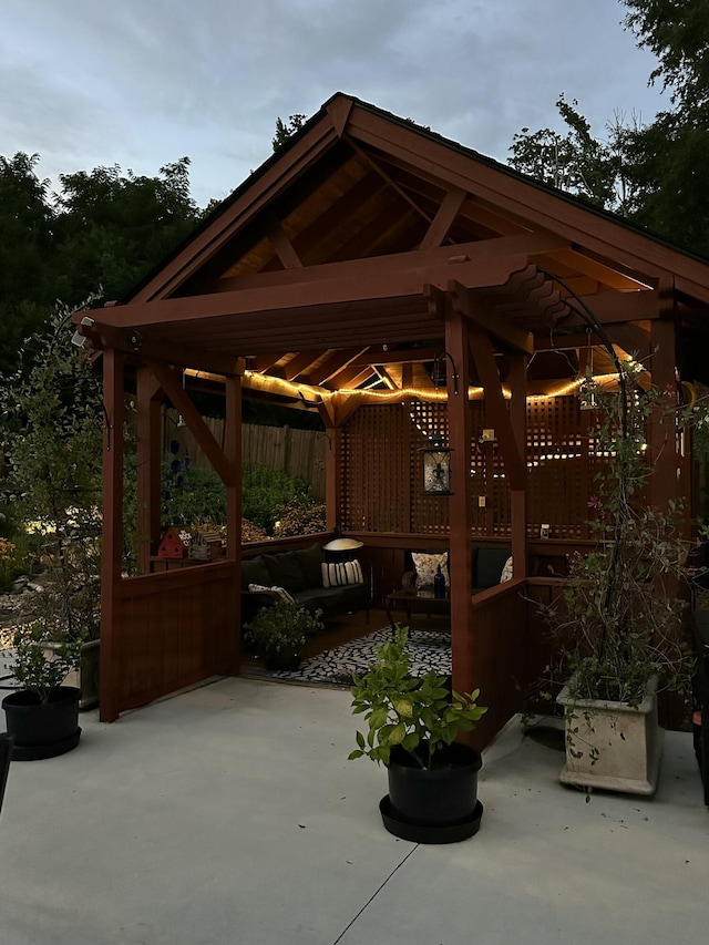 view of patio / terrace featuring a gazebo