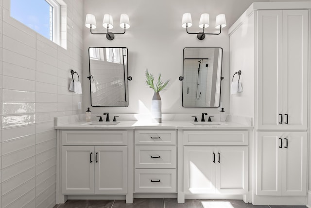 1825 River Breeze Dr, Soddy Daisy, TN 37379 - full bathroom with a sink, double vanity, and a walk in shower
