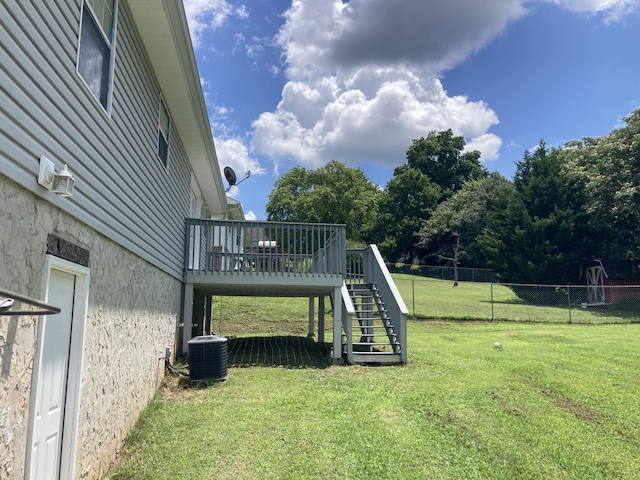 155 Spring Valley Ln, Ringgold, GA 30736 - view of yard featuring stairs, a wooden deck, and view of scattered trees