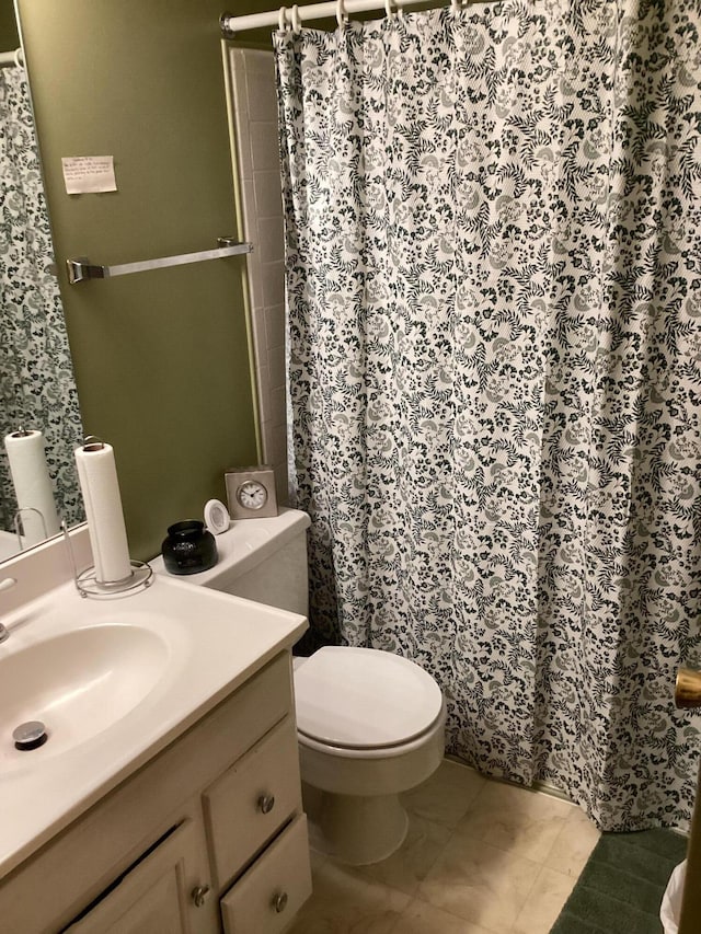 2813 Nile Rd, Chattanooga, TN 37421 - bathroom with toilet, tile patterned flooring, vanity, and a shower with curtain