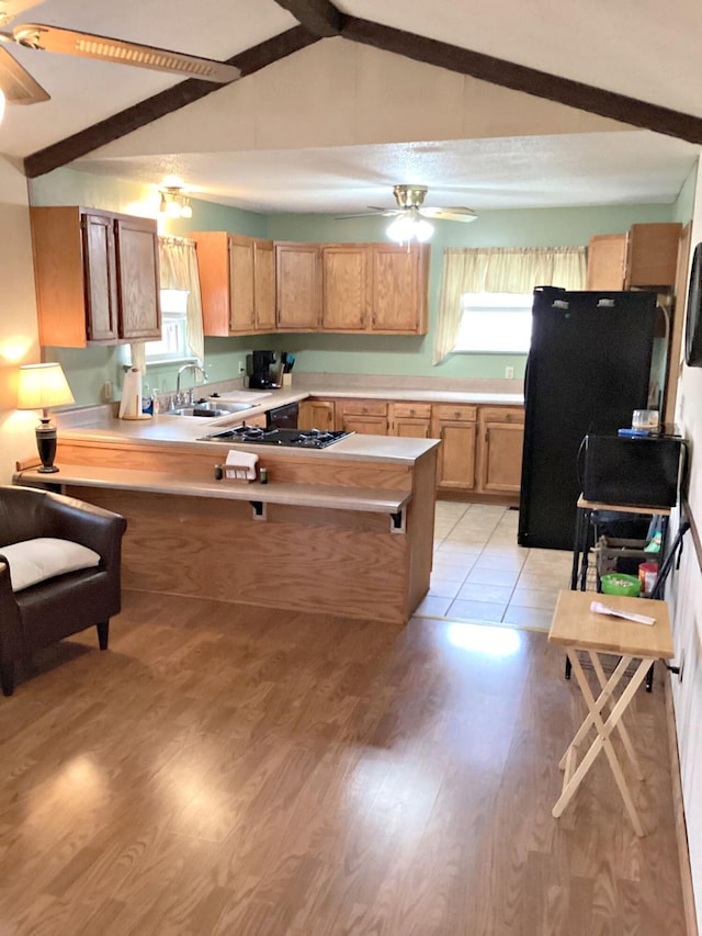 2813 Nile Rd, Chattanooga, TN 37421 - kitchen featuring a sink, freestanding refrigerator, light countertops, and a ceiling fan