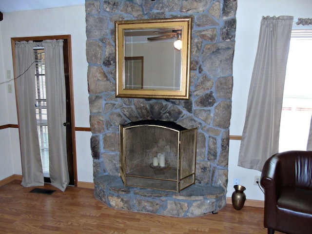 2813 Nile Rd, Chattanooga, TN 37421 - interior details featuring baseboards, a fireplace, and wood finished floors