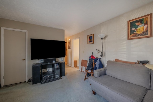 living room with light colored carpet