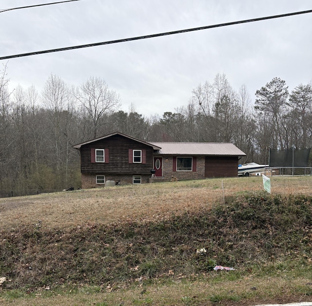 view of front facade with a trampoline