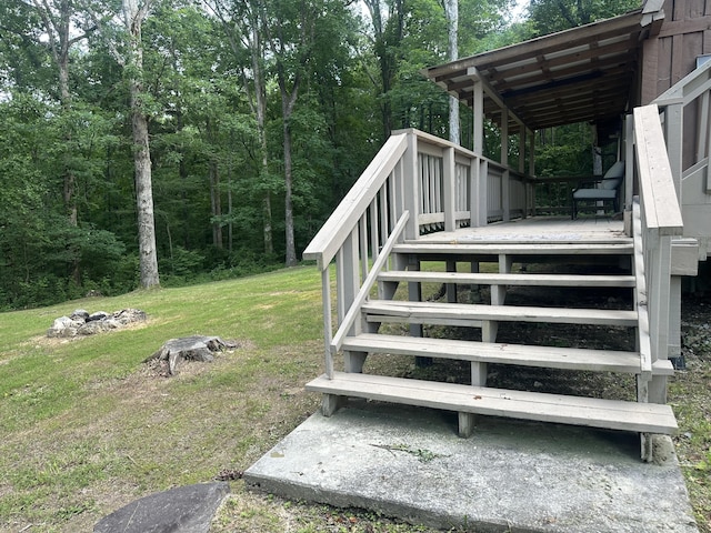 142 Huckleberry Trl, Lafayette, GA 30728 - wooden deck with stairs and a lawn