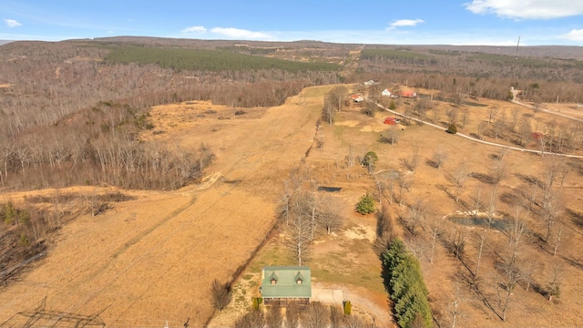 bird's eye view featuring a rural view and a mountain view