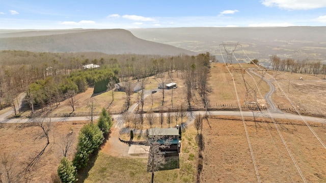 aerial view with a mountain view and a rural view