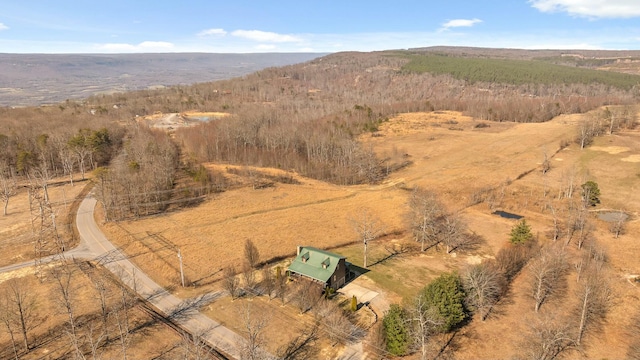 aerial view featuring a rural view and a mountain view