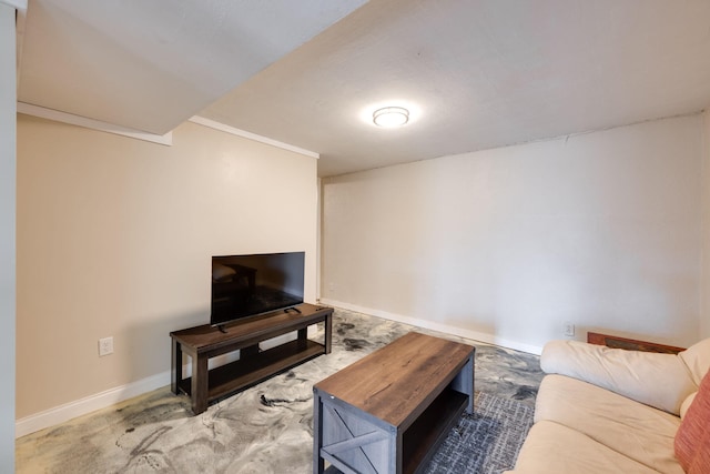 living room featuring baseboards