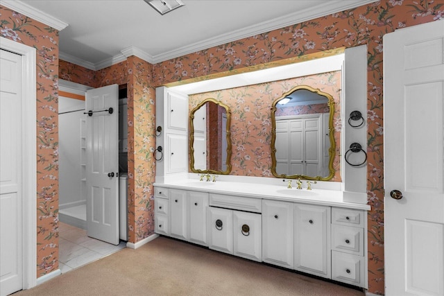 5803 Lake Resort Dr, Hixson, TN 37343 - bathroom featuring a sink, double vanity, and wallpapered walls