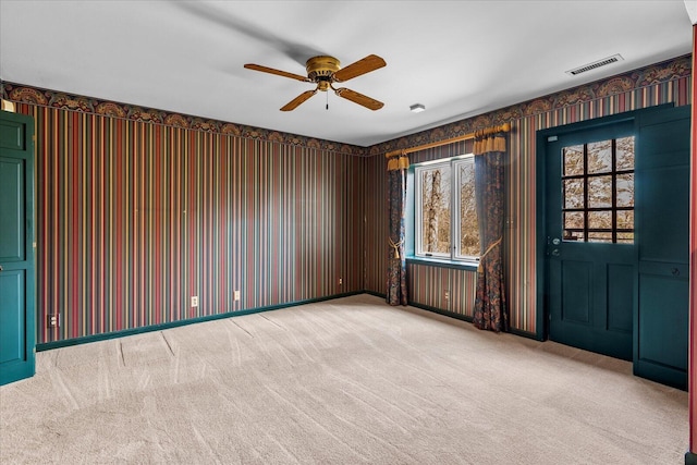 5803 Lake Resort Dr, Hixson, TN 37343 - spare room with light carpet, visible vents, and ceiling fan