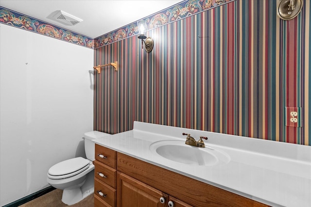 5803 Lake Resort Dr, Hixson, TN 37343 - bathroom featuring visible vents, toilet, and vanity