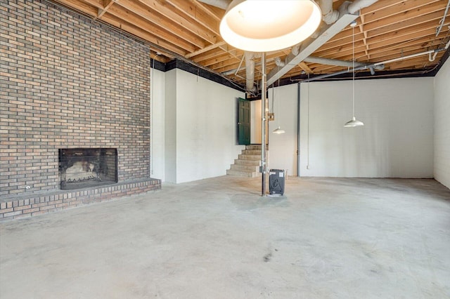 5803 Lake Resort Dr, Hixson, TN 37343 - unfinished below grade area featuring stairs and a fireplace