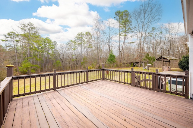 wooden deck with a yard