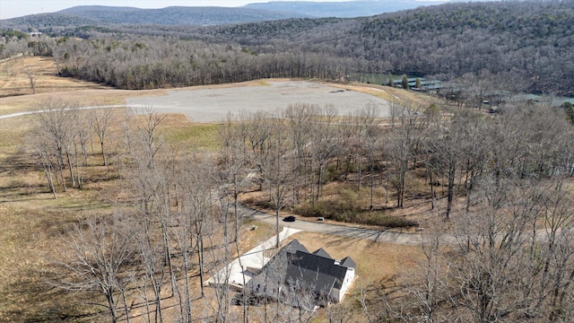 drone / aerial view with a rural view, a view of trees, and a mountain view