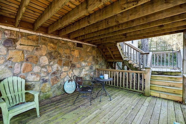 wooden terrace with stairs