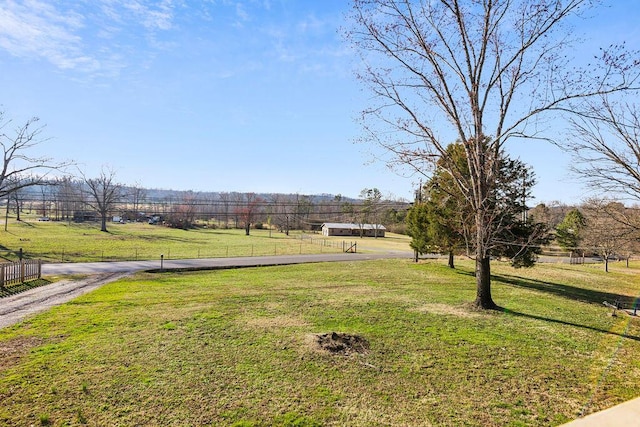 view of yard with a rural view