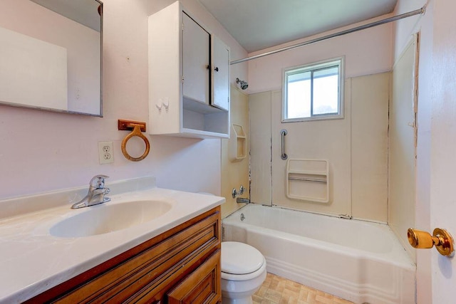 full bathroom featuring vanity, toilet, and shower / bath combination