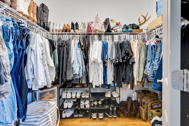 spacious closet with wood finished floors