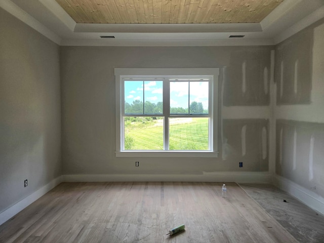 12800 Blakeslee Dr Unit 22, Soddy Daisy, TN 37379 - empty room featuring wood finished floors, wooden ceiling, and a raised ceiling