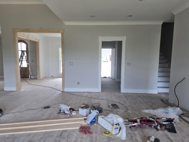 12800 Blakeslee Dr Unit 22, Soddy Daisy, TN 37379 - unfurnished living room with stairs and baseboards
