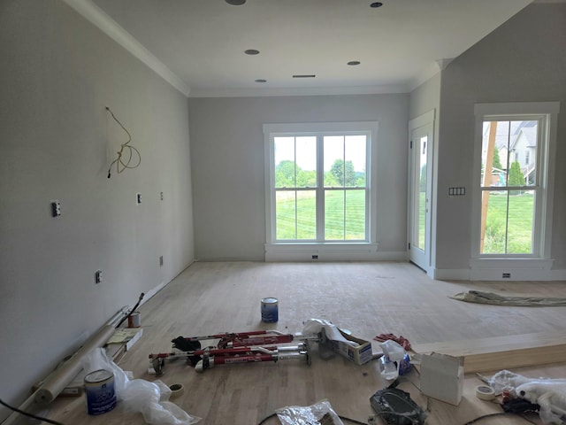 12800 Blakeslee Dr Unit 22, Soddy Daisy, TN 37379 - unfurnished living room with plenty of natural light, ornamental molding, and wood finished floors