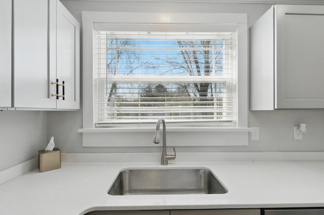 kitchen featuring light countertops and a sink