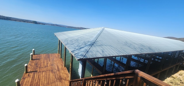 view of dock featuring a water view