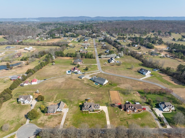 aerial view with a mountain view