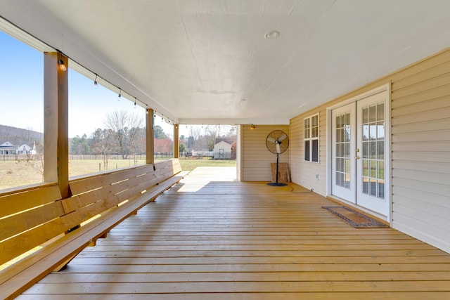 wooden deck with french doors