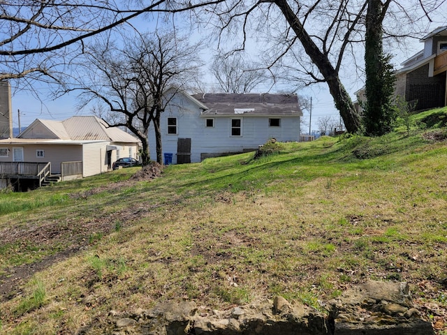 view of yard with a wooden deck