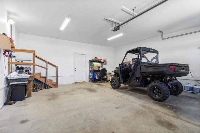 garage with a garage door opener