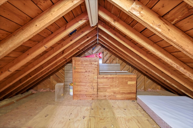 view of unfinished attic