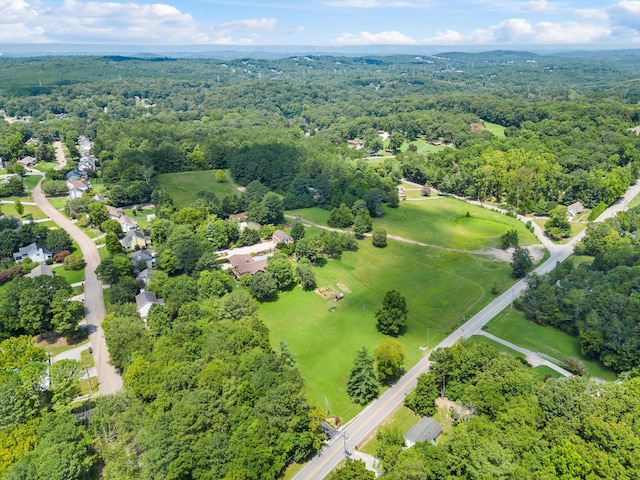 bird's eye view featuring a view of trees