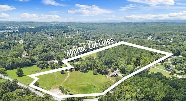 aerial view featuring a forest view