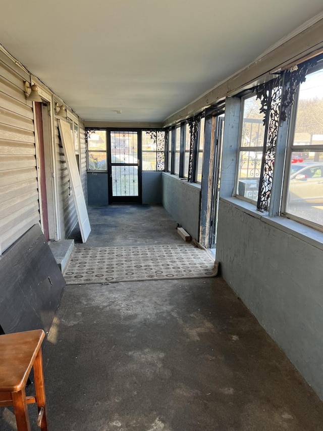 view of unfurnished sunroom