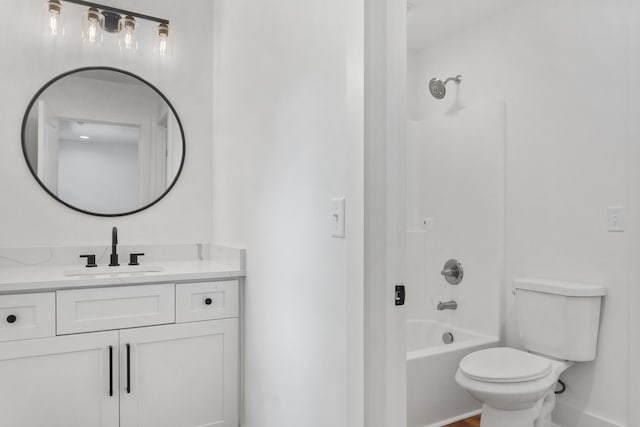 full bathroom featuring toilet, vanity, and shower / bath combination