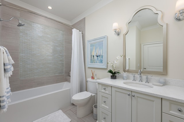 778 Latitude Cir, Chattanooga, TN 37402 - full bath with ornamental molding, toilet, vanity, and shower / bath combo with shower curtain