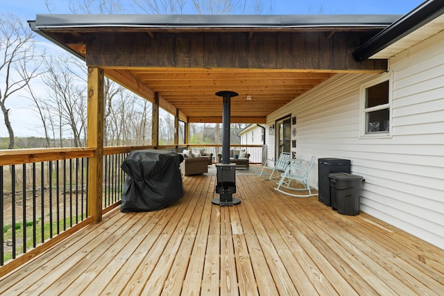 186 Joann Dr SE, Calhoun, GA 30701 - wooden terrace featuring grilling area and an outdoor living space