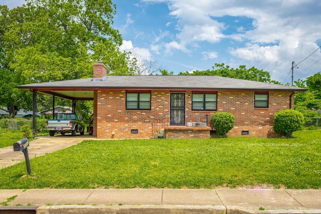 2011 Robbins St, Chattanooga, TN 37404 - ranch-style house featuring brick siding, driveway, crawl space, and a carport