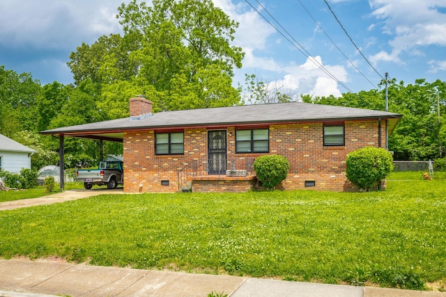 2011 Robbins St, Chattanooga, TN 37404 - single story home featuring brick siding, crawl space, a chimney, and a front lawn