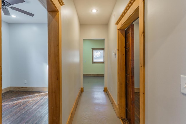 209 Tremont St, Chattanooga, TN 37405 - hallway with recessed lighting, baseboards, and wood finished floors