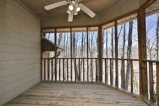 wooden deck with ceiling fan
