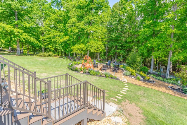 view of yard with a playground