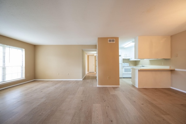 900 Mountain Creek Rd # 363, Chattanooga, TN 37405 - unfurnished living room featuring baseboards, visible vents, and light wood finished floors