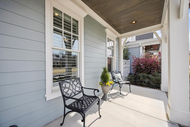 view of patio featuring covered porch