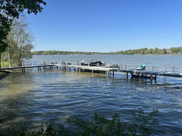 view of dock featuring a water view