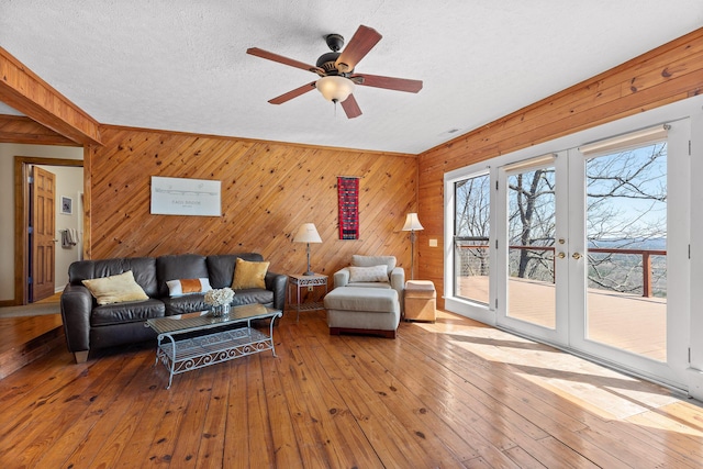 2345 County Rd 865, Gaylesville, AL 35973 - living room with visible vents, wood-type flooring, a textured ceiling, and ceiling fan